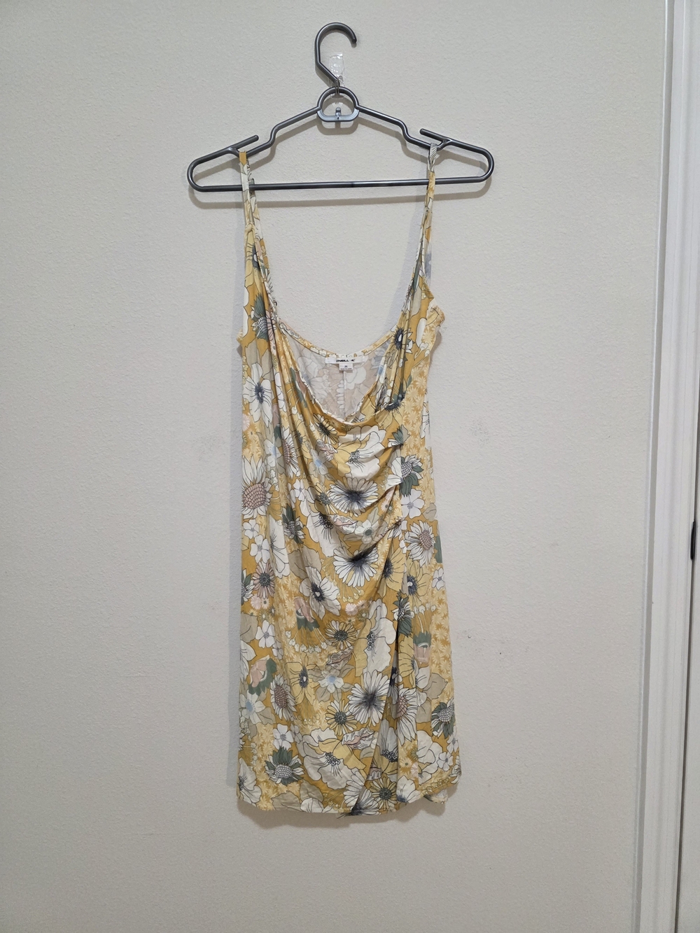 O'Neill Yellow Floral Cowl Midi Dress